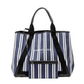 Bolso de hombro grande, lona de rayas verticales azul marino