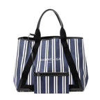 Bolso de hombro grande, lona de rayas verticales azul marino