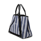 Bolso de hombro grande, lona de rayas verticales azul marino