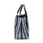 Bolso de hombro grande, lona de rayas verticales azul marino