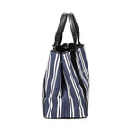 Bolso de hombro grande, lona de rayas verticales azul marino