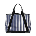 Bolso de hombro grande, lona de rayas verticales azul marino