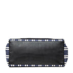 Bolso de hombro grande, lona de rayas verticales azul marino