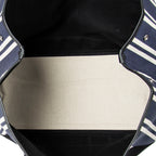 Bolso de hombro grande, lona de rayas verticales azul marino