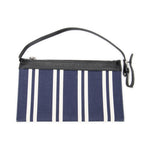 Bolso de hombro grande, lona de rayas verticales azul marino