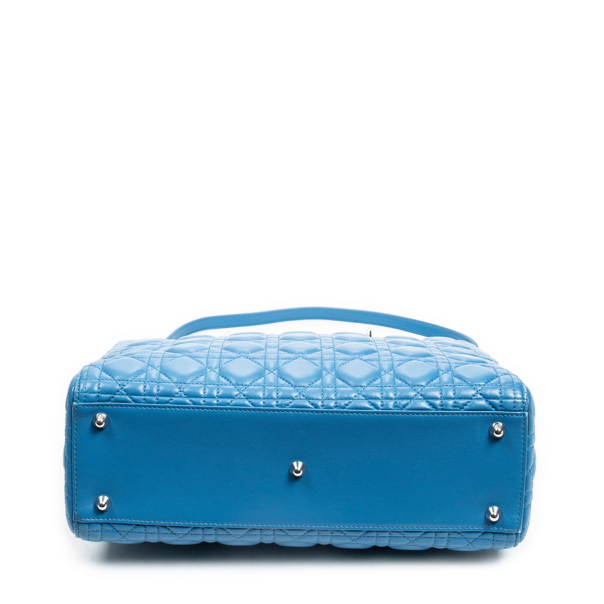 Shoulder Bag Large Lady Dior Zip Blue Cannage Lambskin Leather
