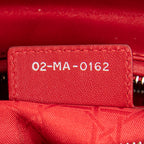 Bolso de hombro grande Lady Dior Zip de piel de cordero roja Cannage