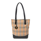 Shoulder Bag Vertical Tote Beige Haymarket Check Canvas