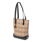Shoulder Bag Vertical Tote Beige Haymarket Check Canvas