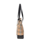 Shoulder Bag Vertical Tote Beige Haymarket Check Canvas