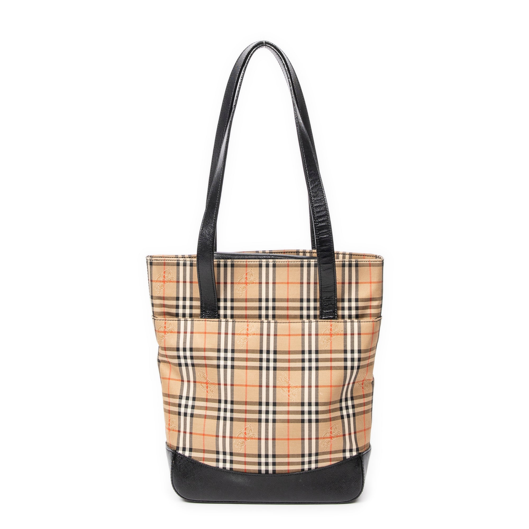 Shoulder Bag Vertical Tote Beige Haymarket Check Canvas