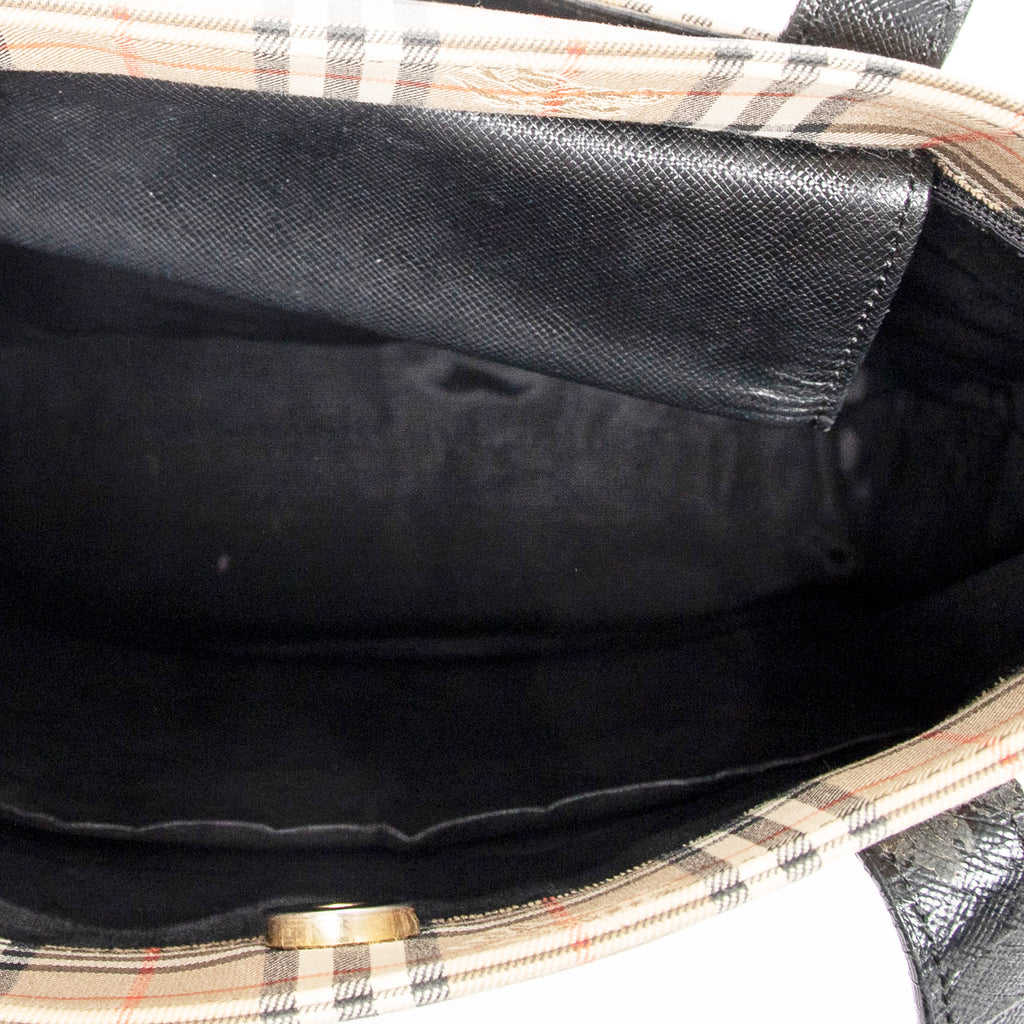 Shoulder Bag Vertical Tote Beige Haymarket Check Canvas
