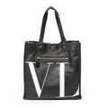 Shoulder Bag VLTN Turn Lock Vertical Tote Black Logo Print Calfskin Leather