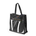 Shoulder Bag VLTN Turn Lock Vertical Tote Black Logo Print Calfskin Leather