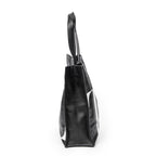 Shoulder Bag VLTN Turn Lock Vertical Tote Black Logo Print Calfskin Leather