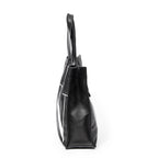 Shoulder Bag VLTN Turn Lock Vertical Tote Black Logo Print Calfskin Leather