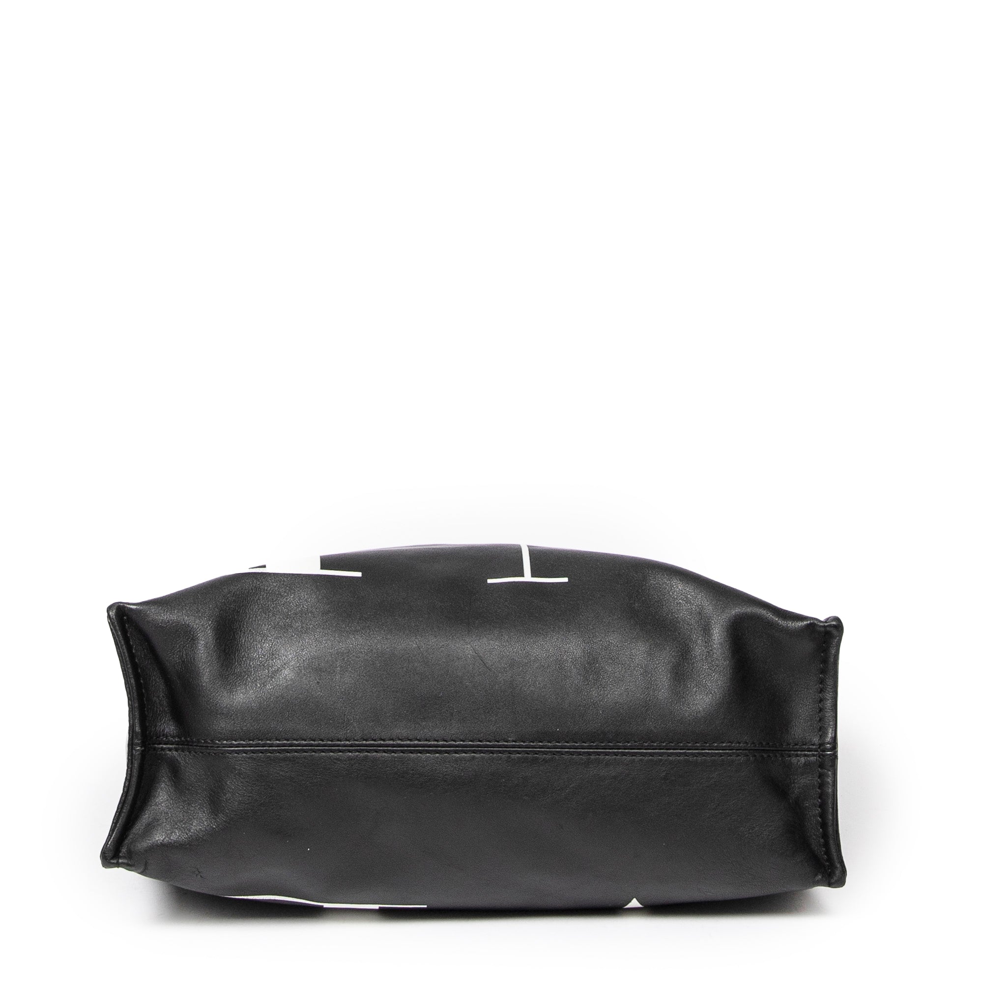 Shoulder Bag VLTN Turn Lock Vertical Tote Black Logo Print Calfskin Leather