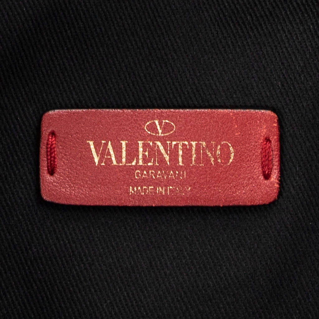 Shoulder Bag VLTN Turn Lock Vertical Tote Black Logo Print Calfskin Leather
