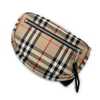 Bolso Bandolera Riñonera Lona Cuadros Vintage Beige