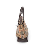 Bolso de hombro rectangular con cremallera de lona beige Haymarket Check