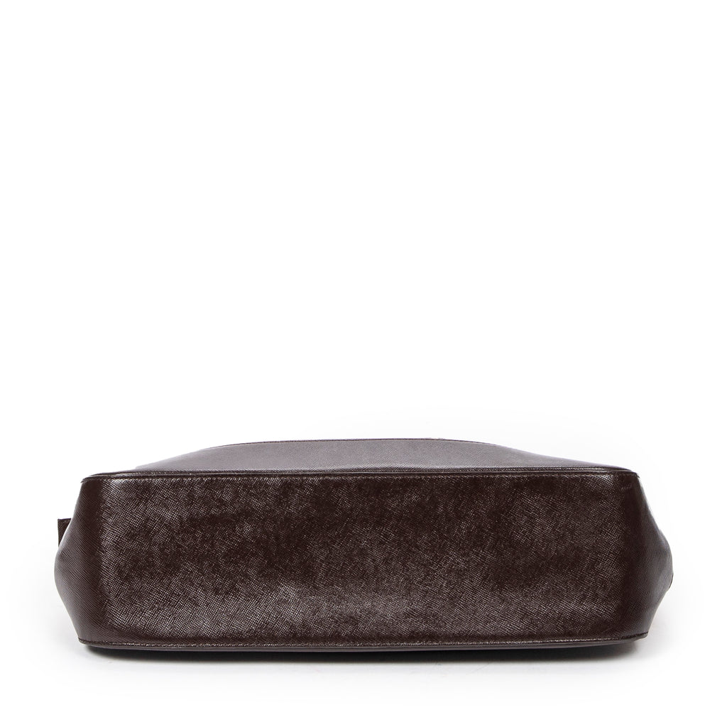 Bolso de hombro rectangular con cremallera de lona beige Haymarket Check