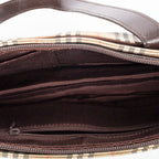 Bolso de hombro rectangular con cremallera de lona beige Haymarket Check