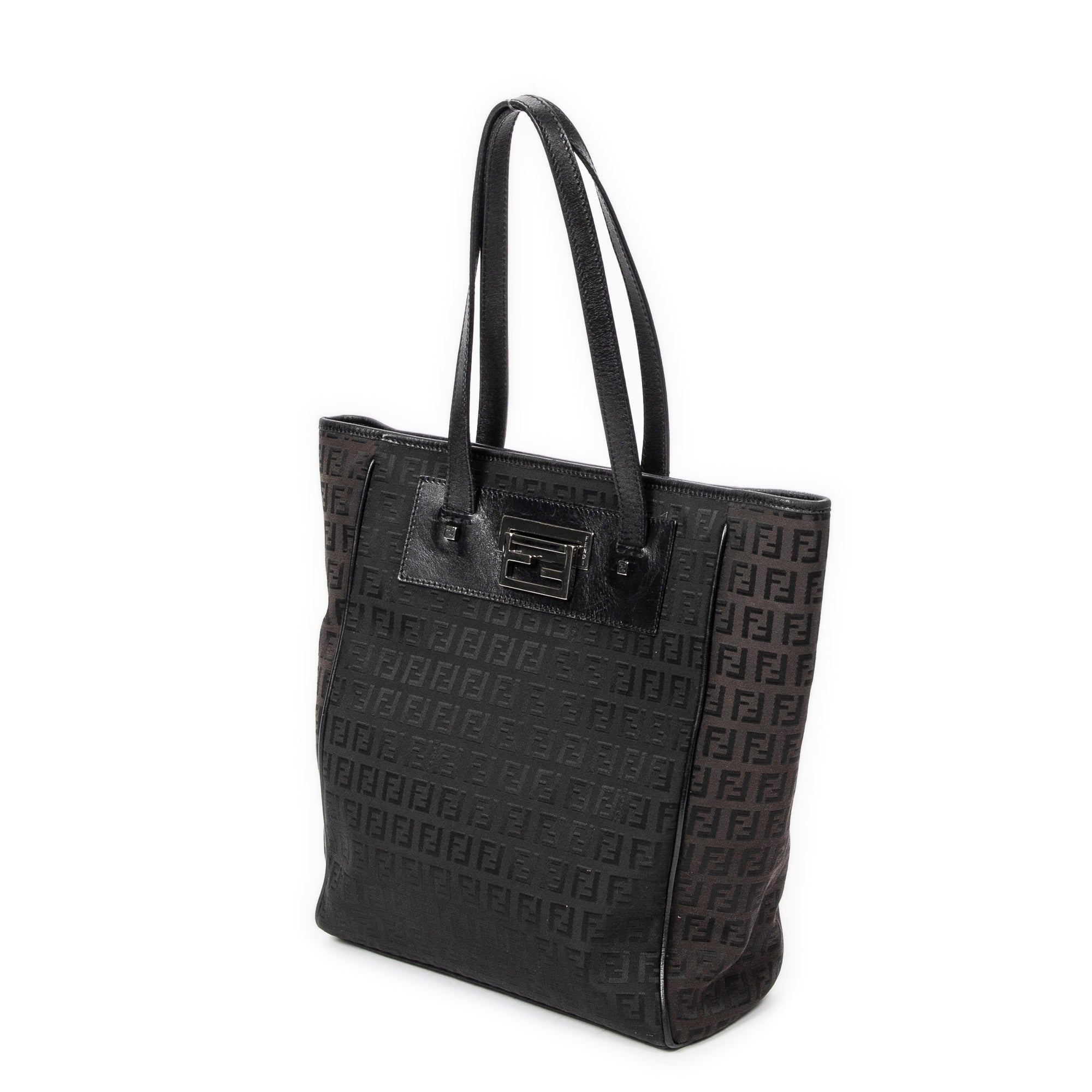 Shoulder Bag Flip Lock Tote Black Zucchino Canvas