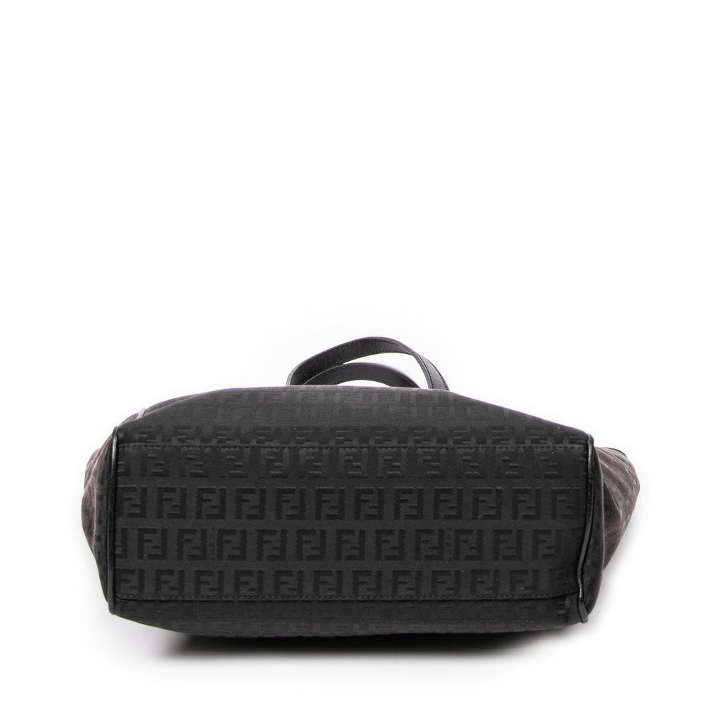 Shoulder Bag Flip Lock Tote Black Zucchino Canvas