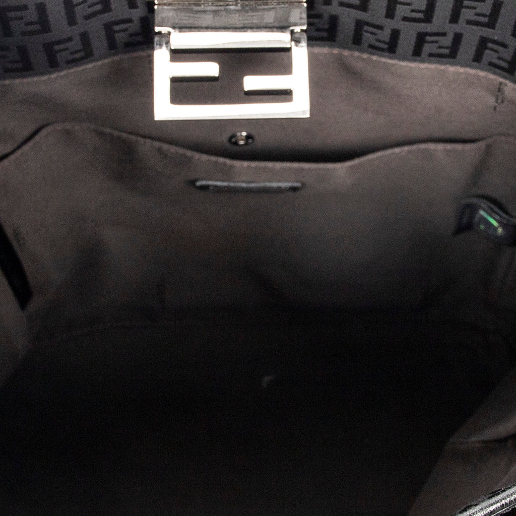 Shoulder Bag Flip Lock Tote Black Zucchino Canvas