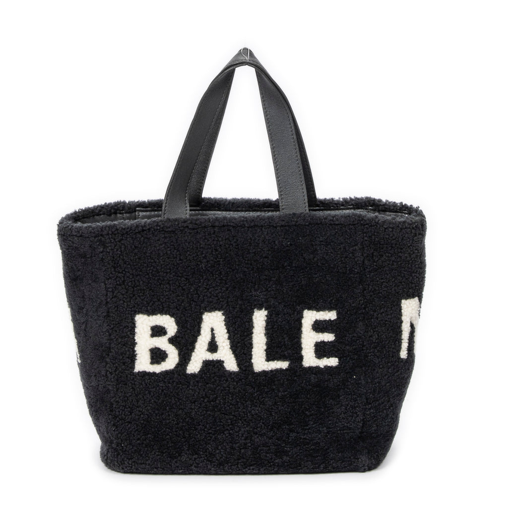 Shoulder Bag XS Logo Shearling Tote Gray Printed Shearling Canvas