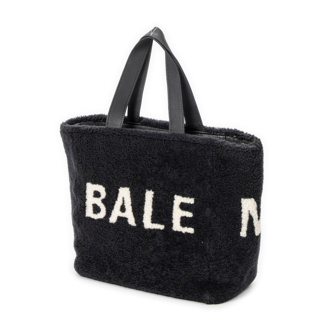 Shoulder Bag XS Logo Shearling Tote Gray Printed Shearling Canvas