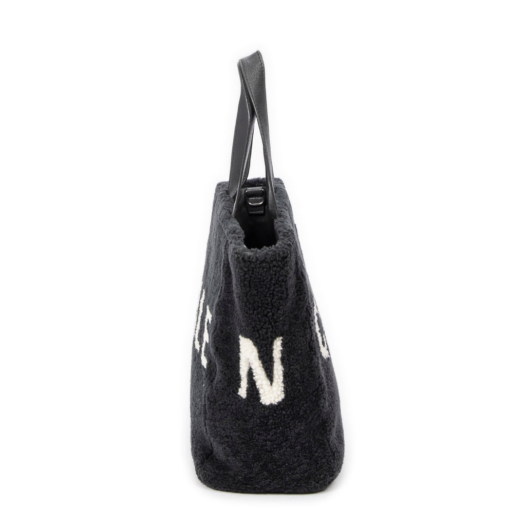 Shoulder Bag XS Logo Shearling Tote Gray Printed Shearling Canvas