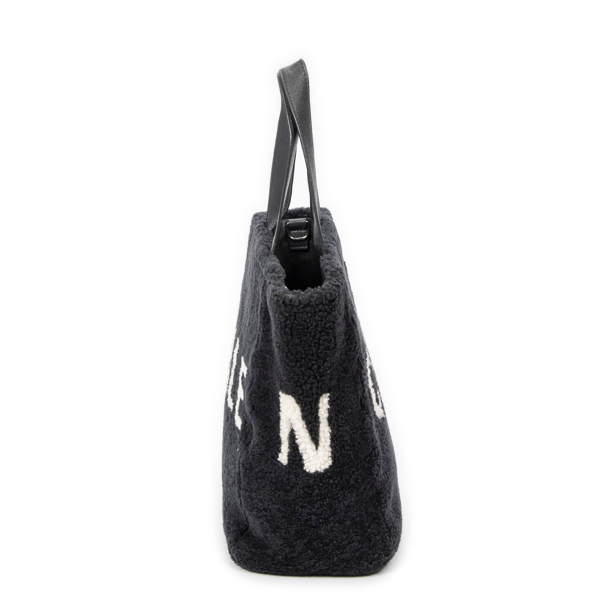 Shoulder Bag XS Logo Shearling Tote Gray Printed Shearling Canvas