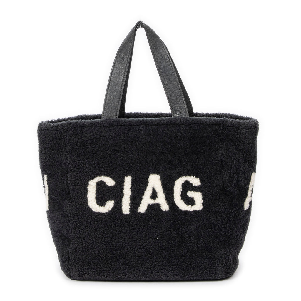Shoulder Bag XS Logo Shearling Tote Gray Printed Shearling Canvas