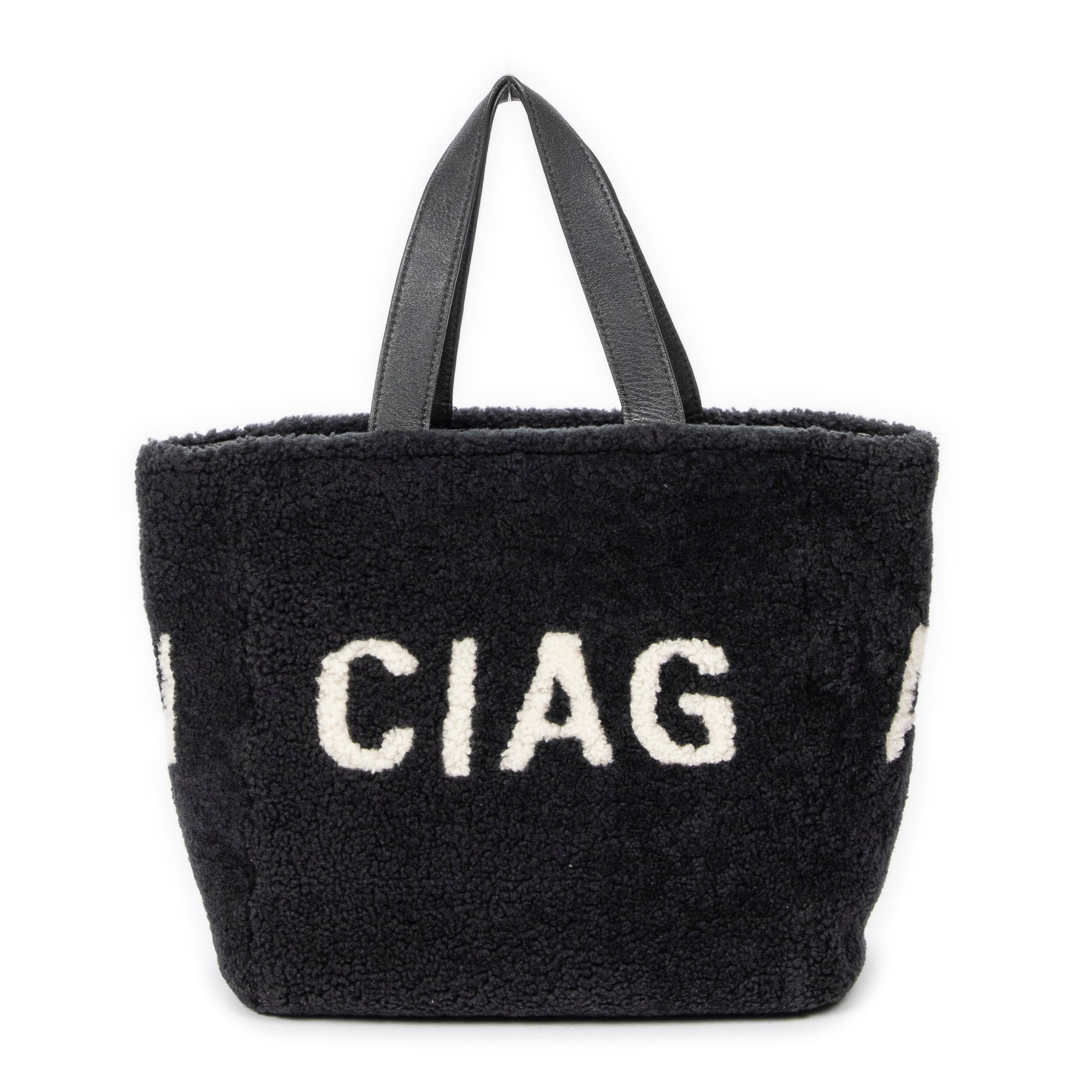 Shoulder Bag XS Logo Shearling Tote Gray Printed Shearling Canvas