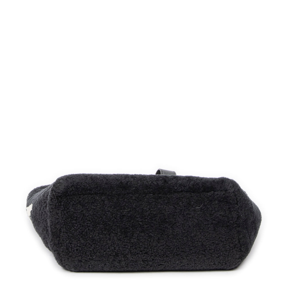 Shoulder Bag XS Logo Shearling Tote Gray Printed Shearling Canvas