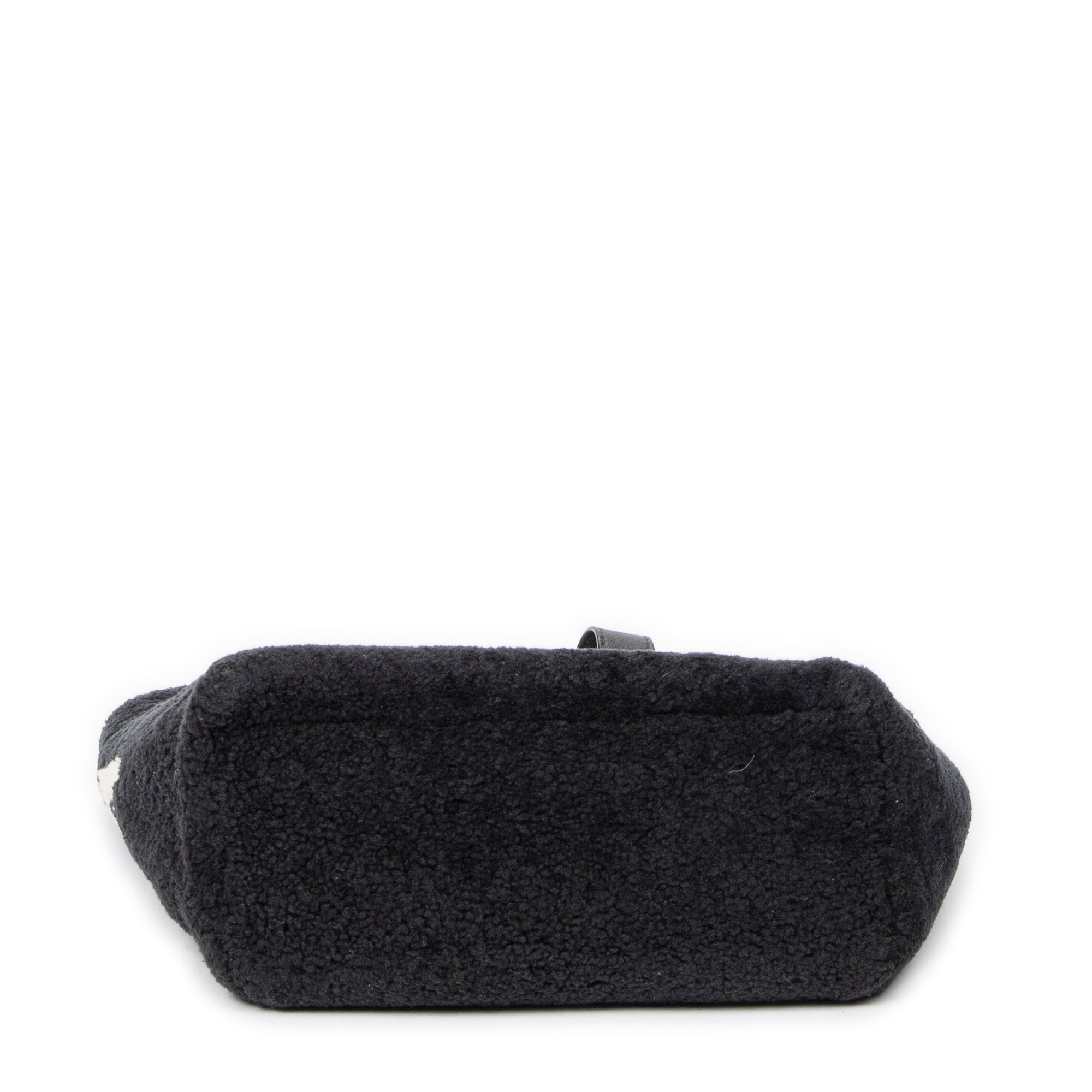 Shoulder Bag XS Logo Shearling Tote Gray Printed Shearling Canvas