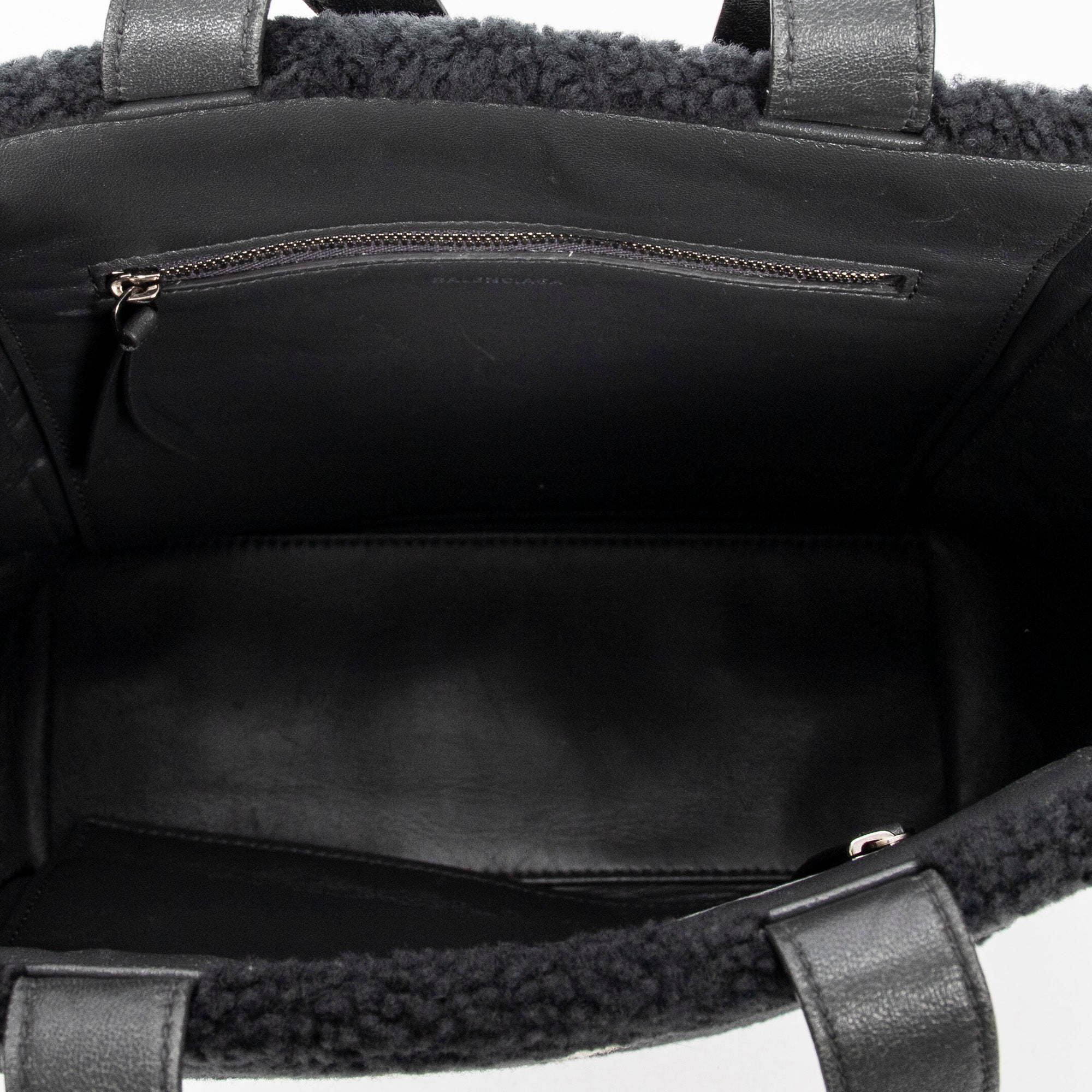 Shoulder Bag XS Logo Shearling Tote Gray Printed Shearling Canvas