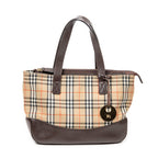 Handbag Small Zip Shopping Tote Beige Haymarket Check Canvas