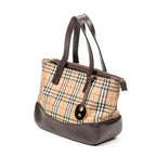 Handbag Small Zip Shopping Tote Beige Haymarket Check Canvas