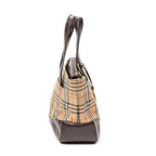 Handbag Small Zip Shopping Tote Beige Haymarket Check Canvas
