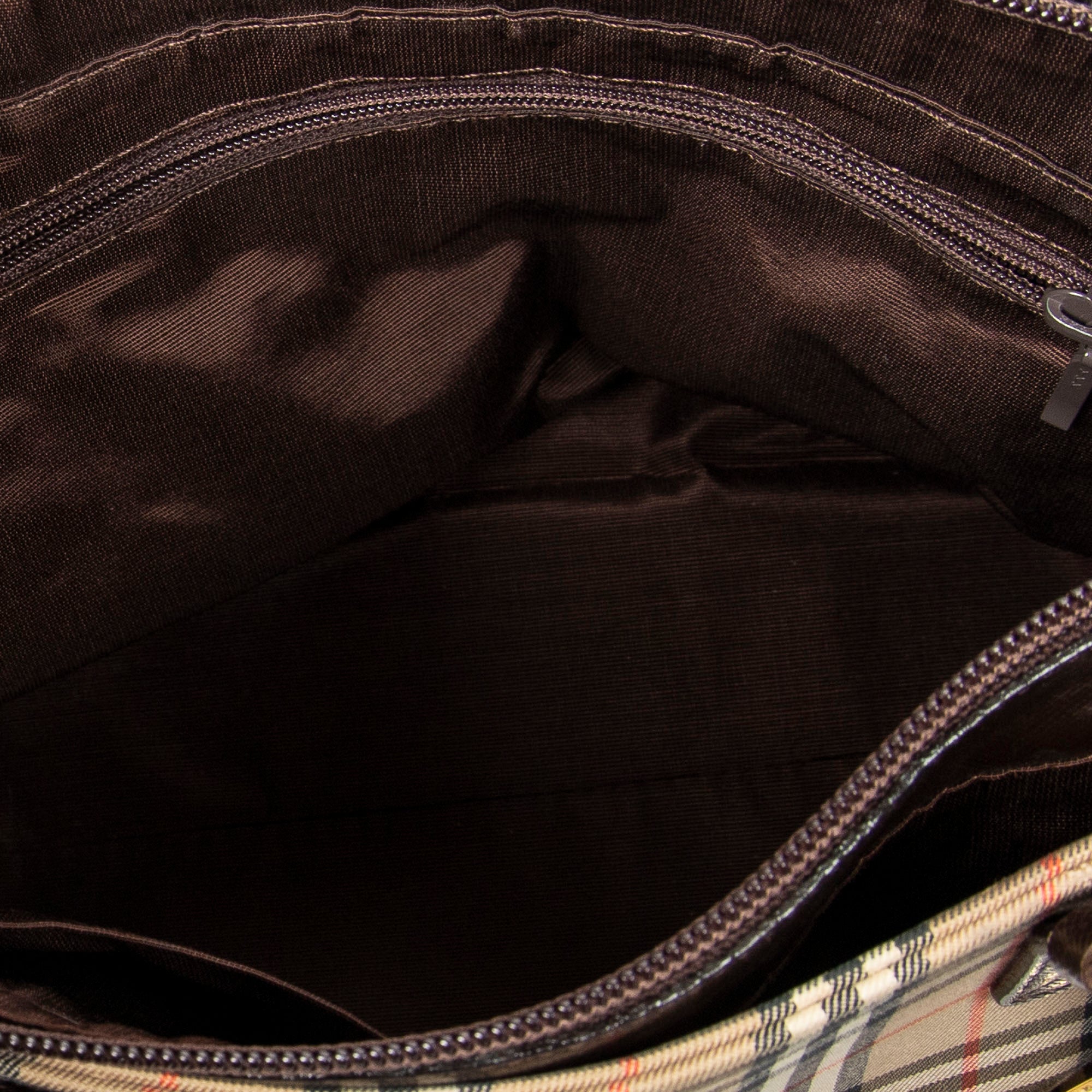 Handbag Small Zip Shopping Tote Beige Haymarket Check Canvas