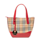 Handbag Mini Zip Shopping Tote Beige Haymarket Check Canvas
