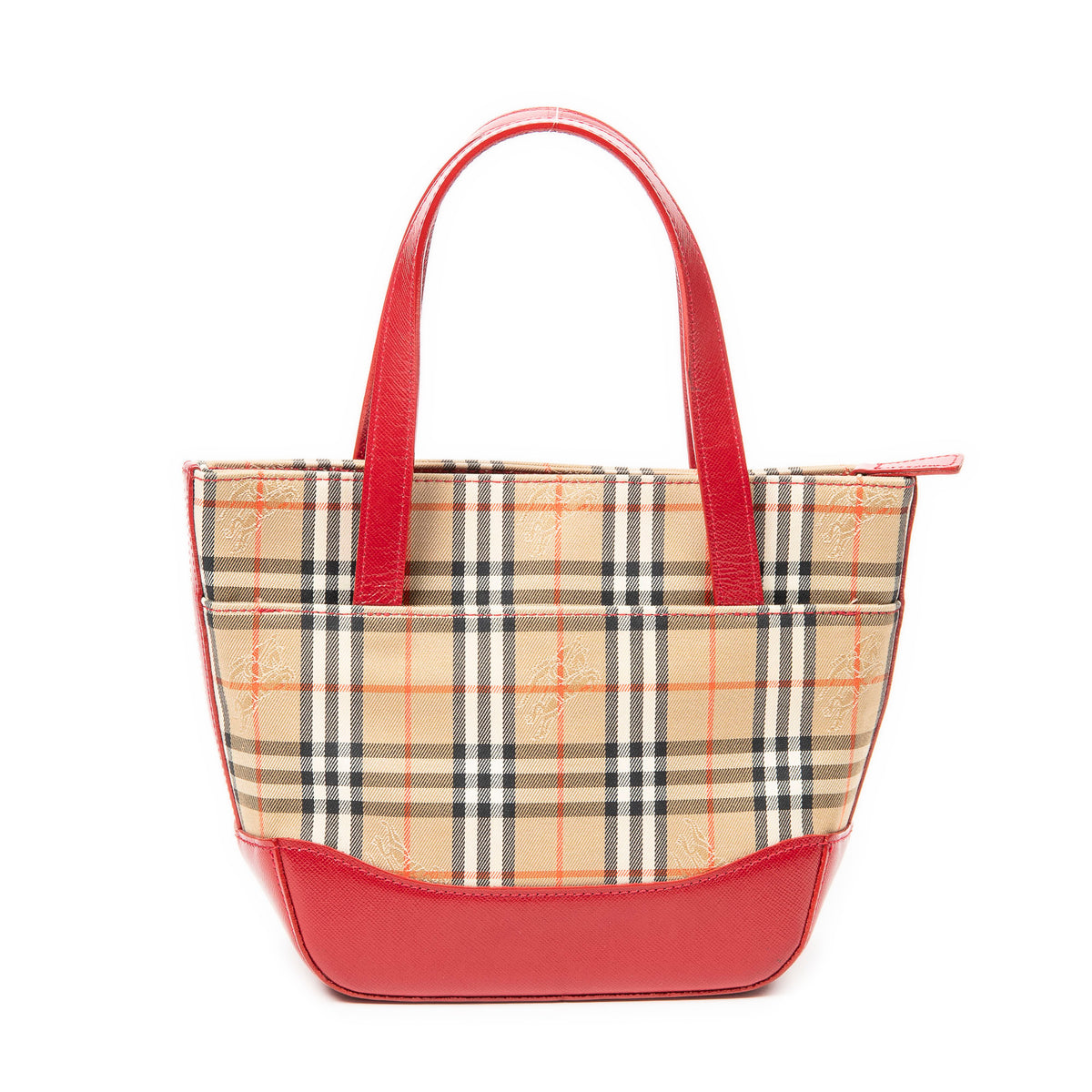 Handbag Mini Zip Shopping Tote Beige Haymarket Check Canvas
