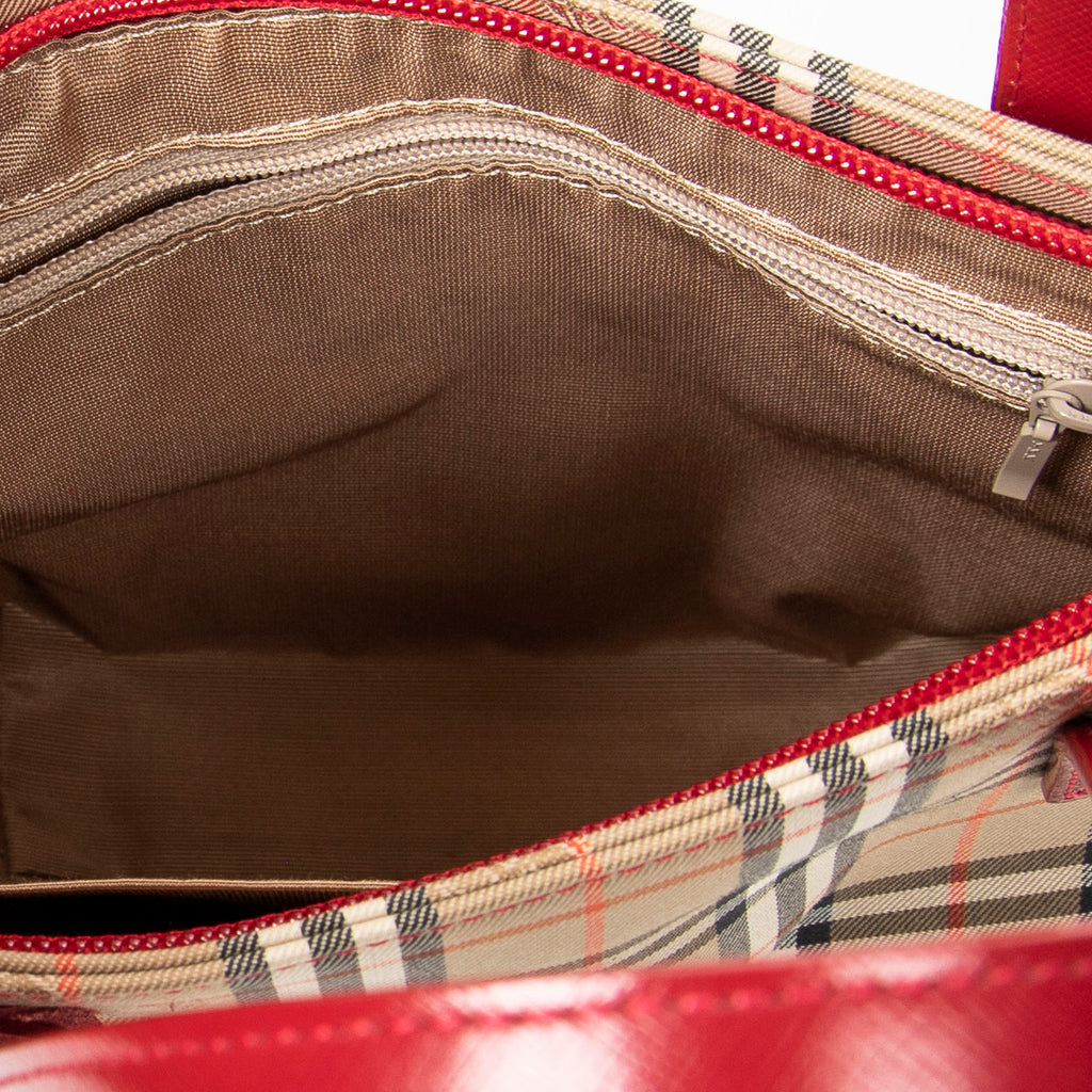 Handbag Mini Zip Shopping Tote Beige Haymarket Check Canvas