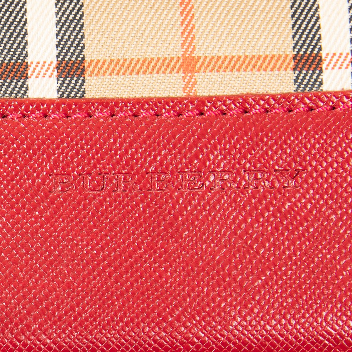 Handbag Mini Zip Shopping Tote Beige Haymarket Check Canvas