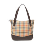 Shoulder Bag Medium Zip Tote Beige Haymarket Check Canvas