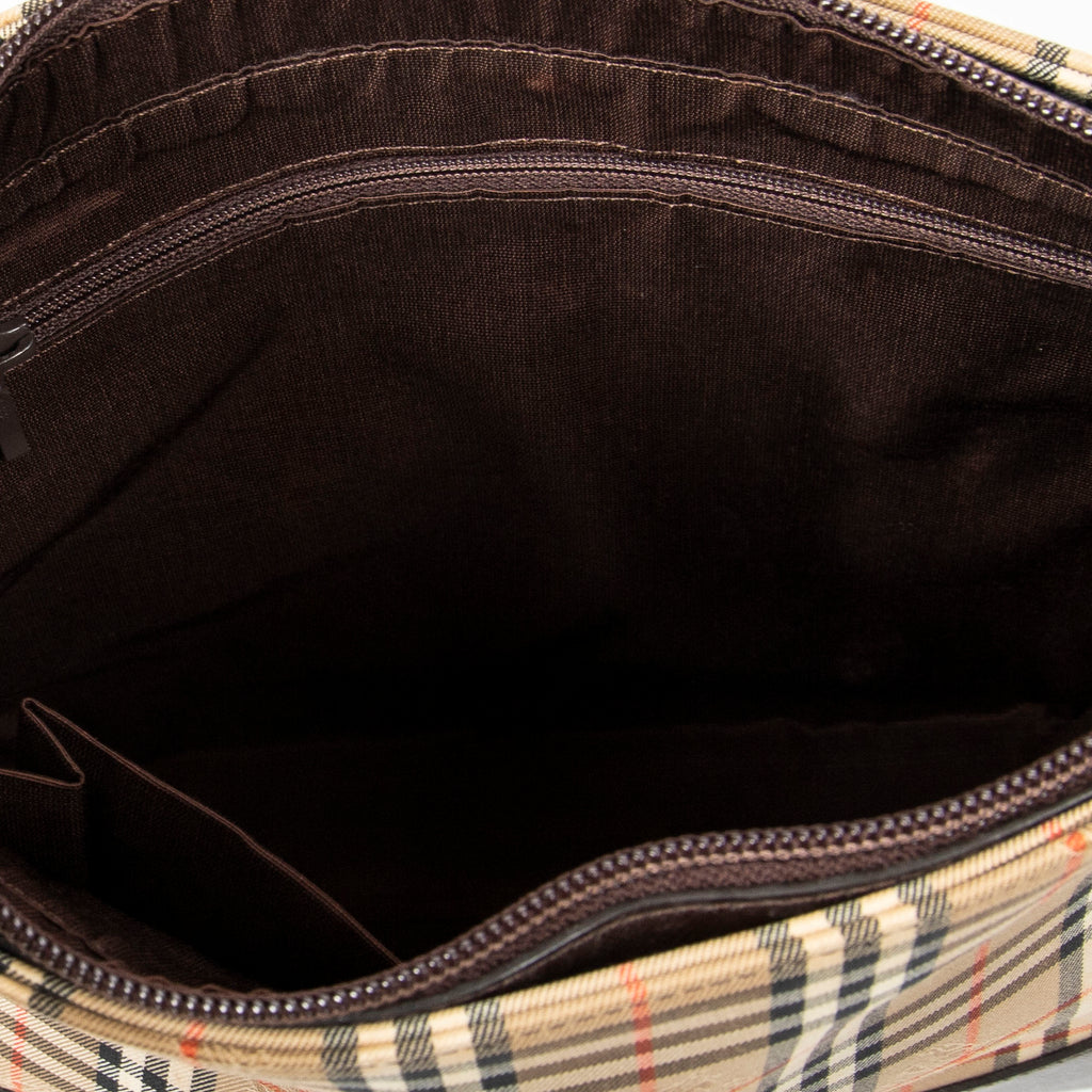 Shoulder Bag Medium Zip Tote Beige Haymarket Check Canvas