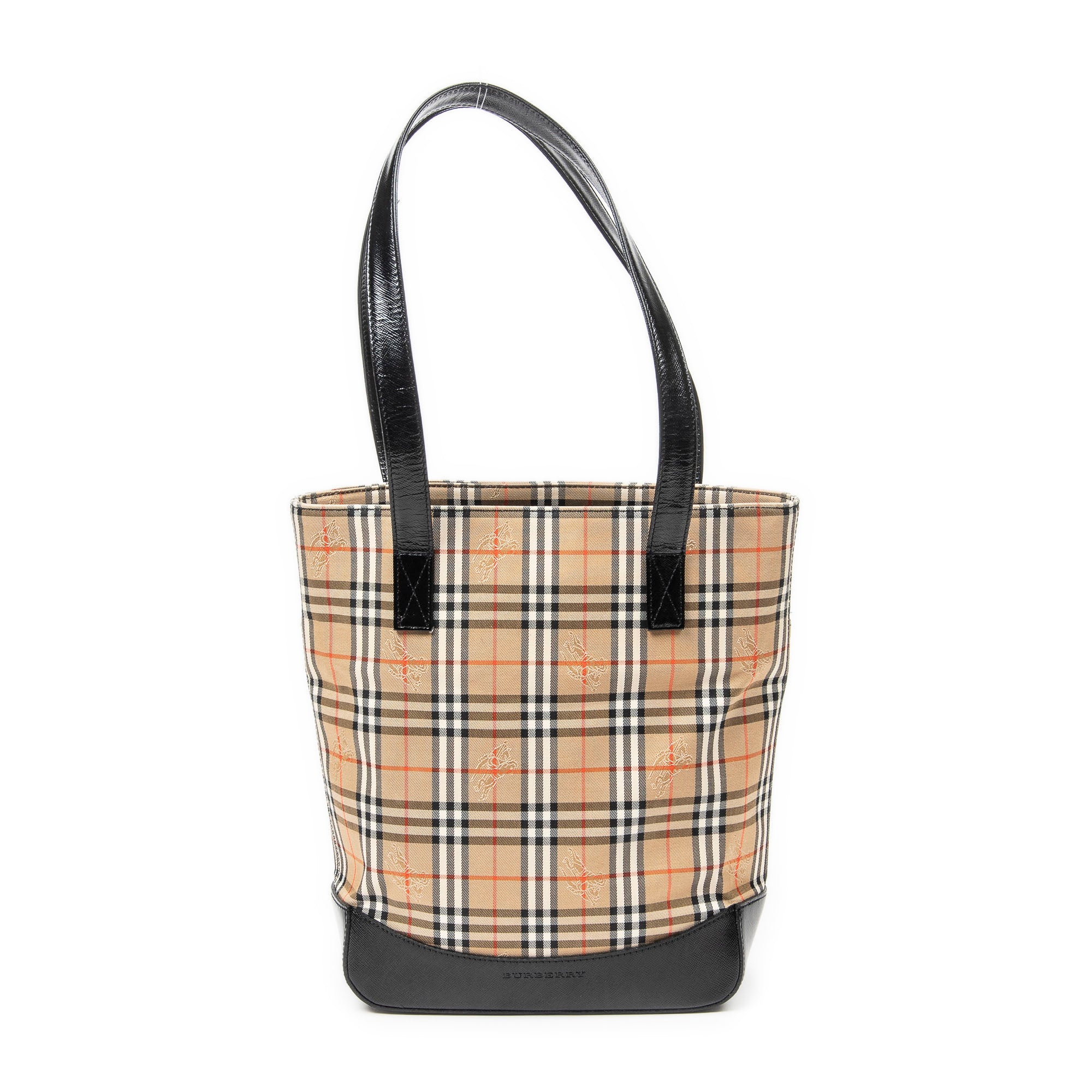 Shoulder Bag Vertical Tote Beige Haymarket Check Canvas