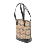 Bolso al Hombro Vertical Tote Lona Haymarket Check Beige